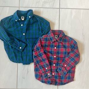 ❗️SALE❗️Bundle of 2 boys Janie and Jack plaid Christmas button down shirts!